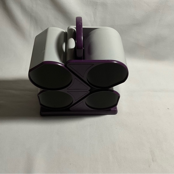 Vintage Set 4 CharwoodPurpleCream Melamine Stacking Coffee Mug Cup &Stand